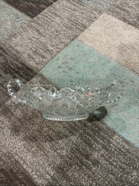 Clear Cut Glass Decorative Serving Bowl with Handles